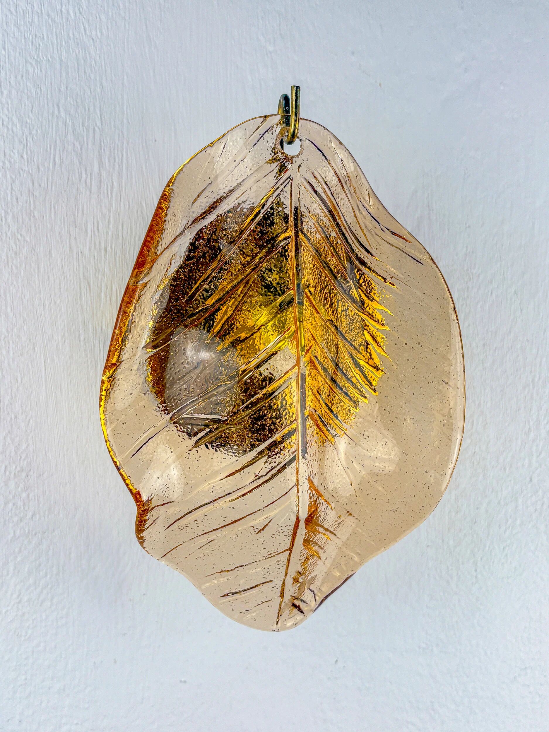 Applique murale en verre de Murano rose "Feuille" italienne, années 1970