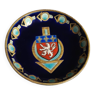 Ashtray "Berliet" in Longwy enamels with the coat of arms of the city of Lyon