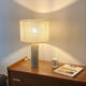 Lampe grès et jute tissée