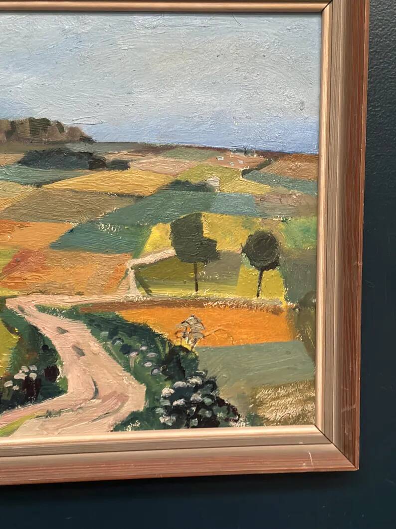 Swedish Oil on Panel “Landscape” by Tage Gavik, Signed, Vintage & Framed