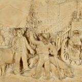 Bas-Relief Painting in Petrified Limestone, signed CF.Becker – Late 19th century