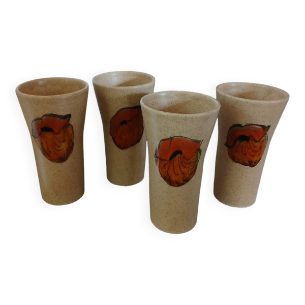 4 mugs en grès anciens