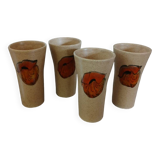 4 old stoneware mugs