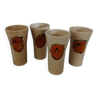 4 old stoneware mugs