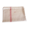 Old Lin towel, 4 red stripes, MG monogram, handmade