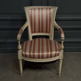 Fauteuil cabriolet Directoire gris rechampi première partie du XIXe