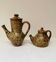 Pair of vintage brutalist ceramic teapots from the 1970s.