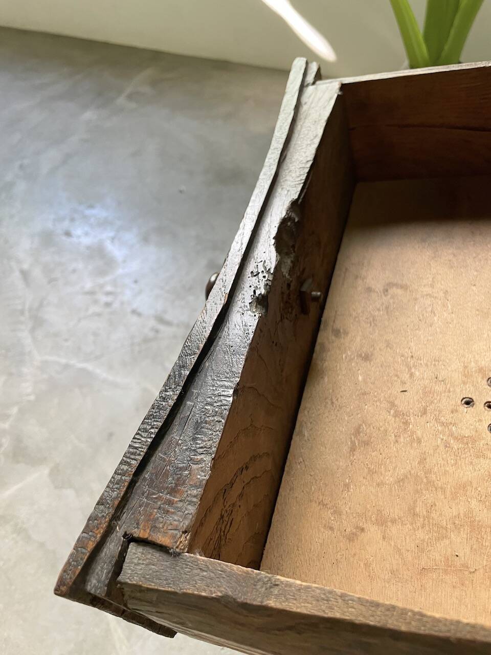 19th century chest of drawers in carved blackened pine