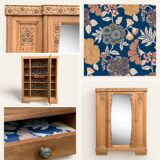 Parisian Art Deco style wardrobe in solid raw oak, 1950