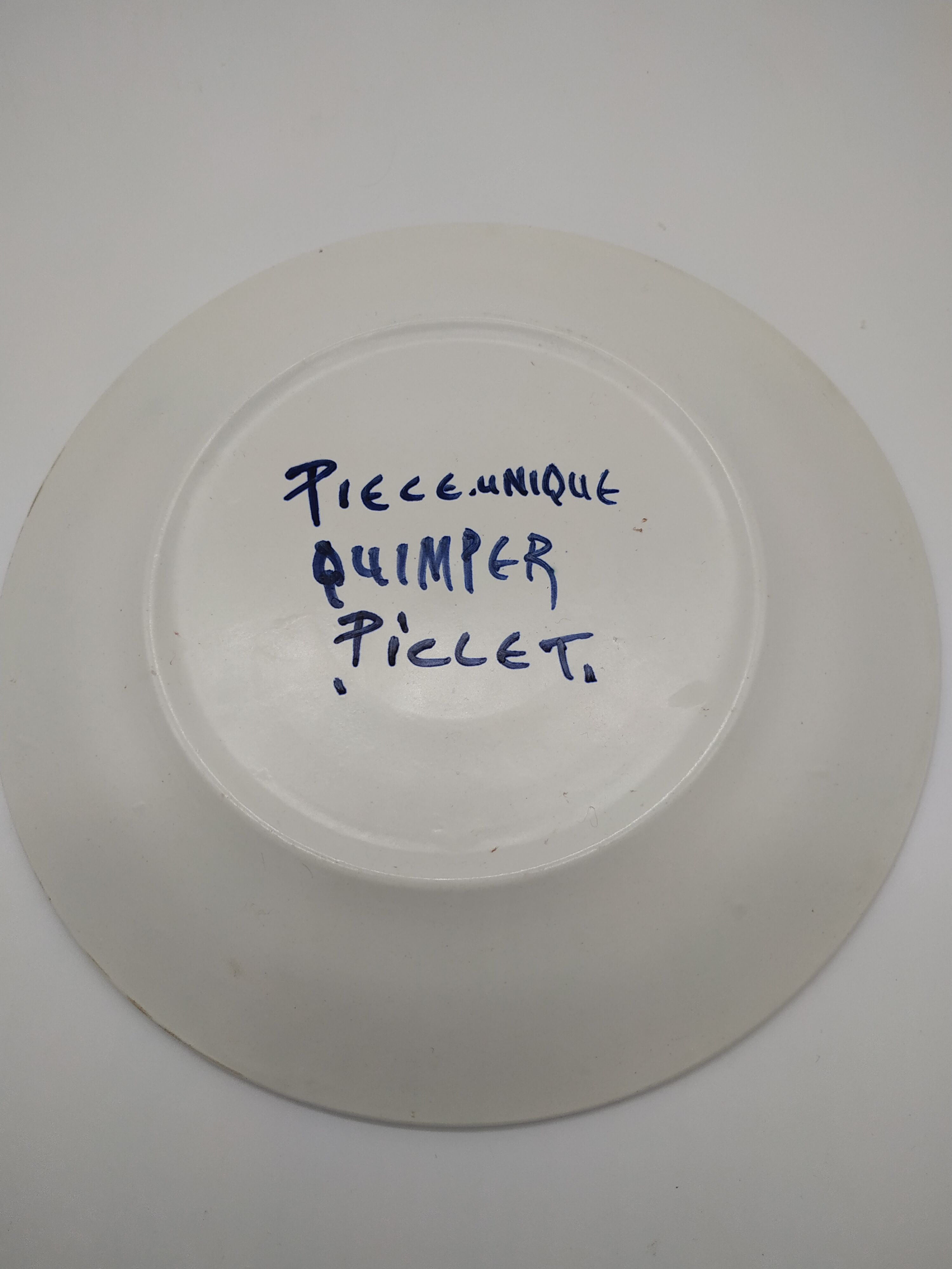 Fish plate by Alain Piclet unique piece Quimper