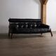 Percival Lafer MP-81 three seater sofa in black leather, Brazil 1970s