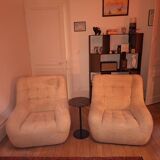 2 fauteuils/ chauffeuses vintage années 70 en laine