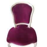 Castle chair and footrest in wood and burgundy velvet