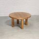 Table basse ronde en bois d'orme massif, France, années 1970