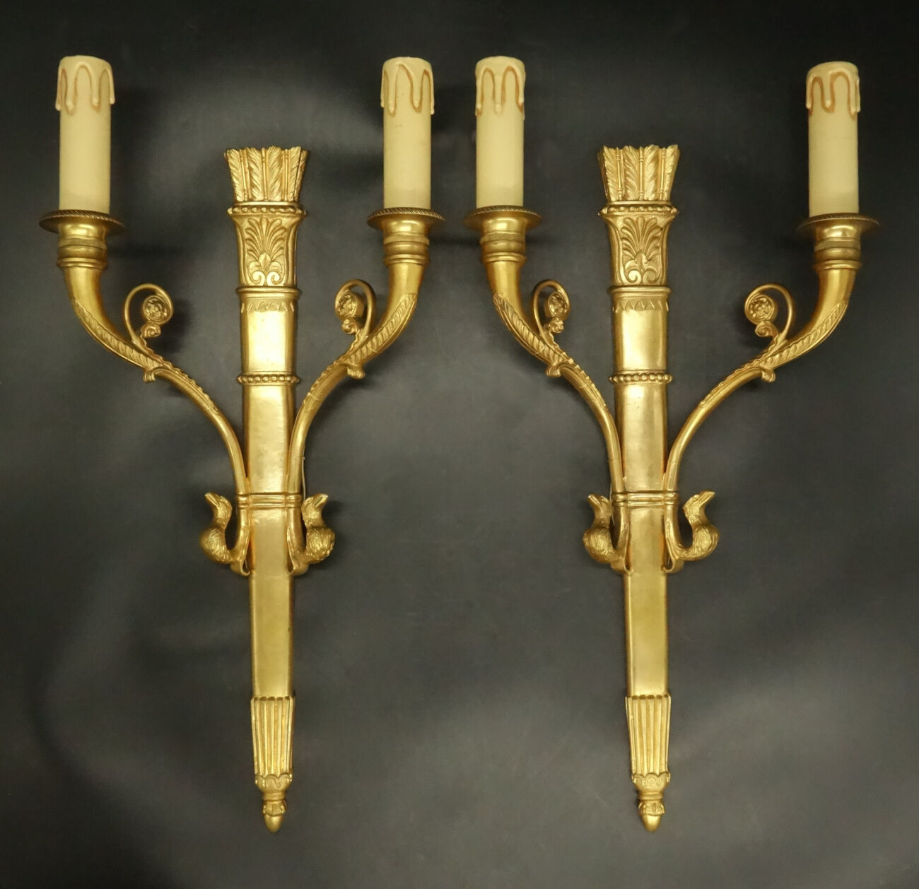 Pair of sconces with quiver and eagle heads style Restoration of the nineteenth