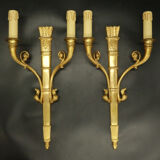 Pair of sconces with quiver and eagle heads style Restoration of the nineteenth