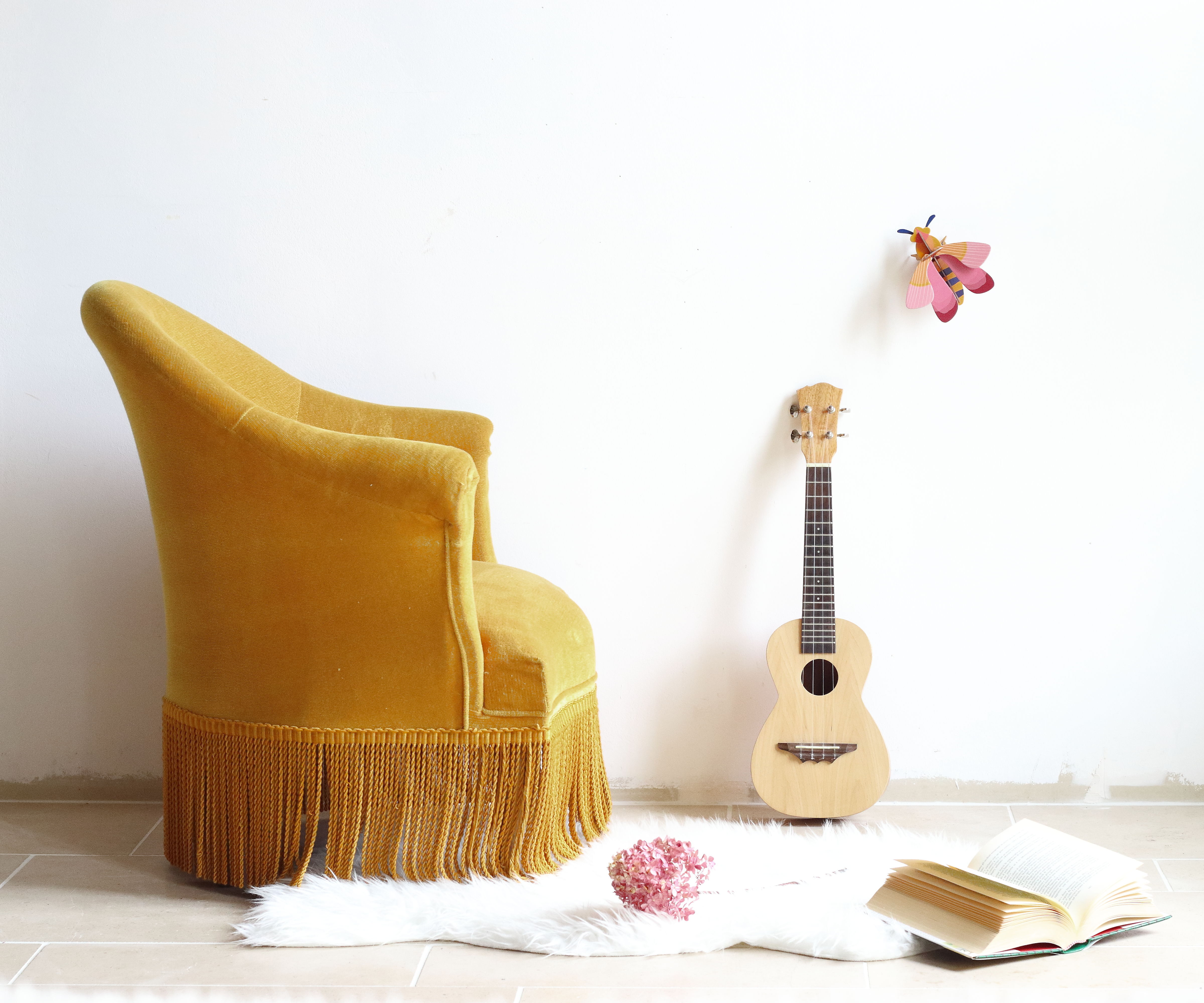 Mustard yellow velvet toad armchair