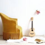 Mustard yellow velvet toad armchair