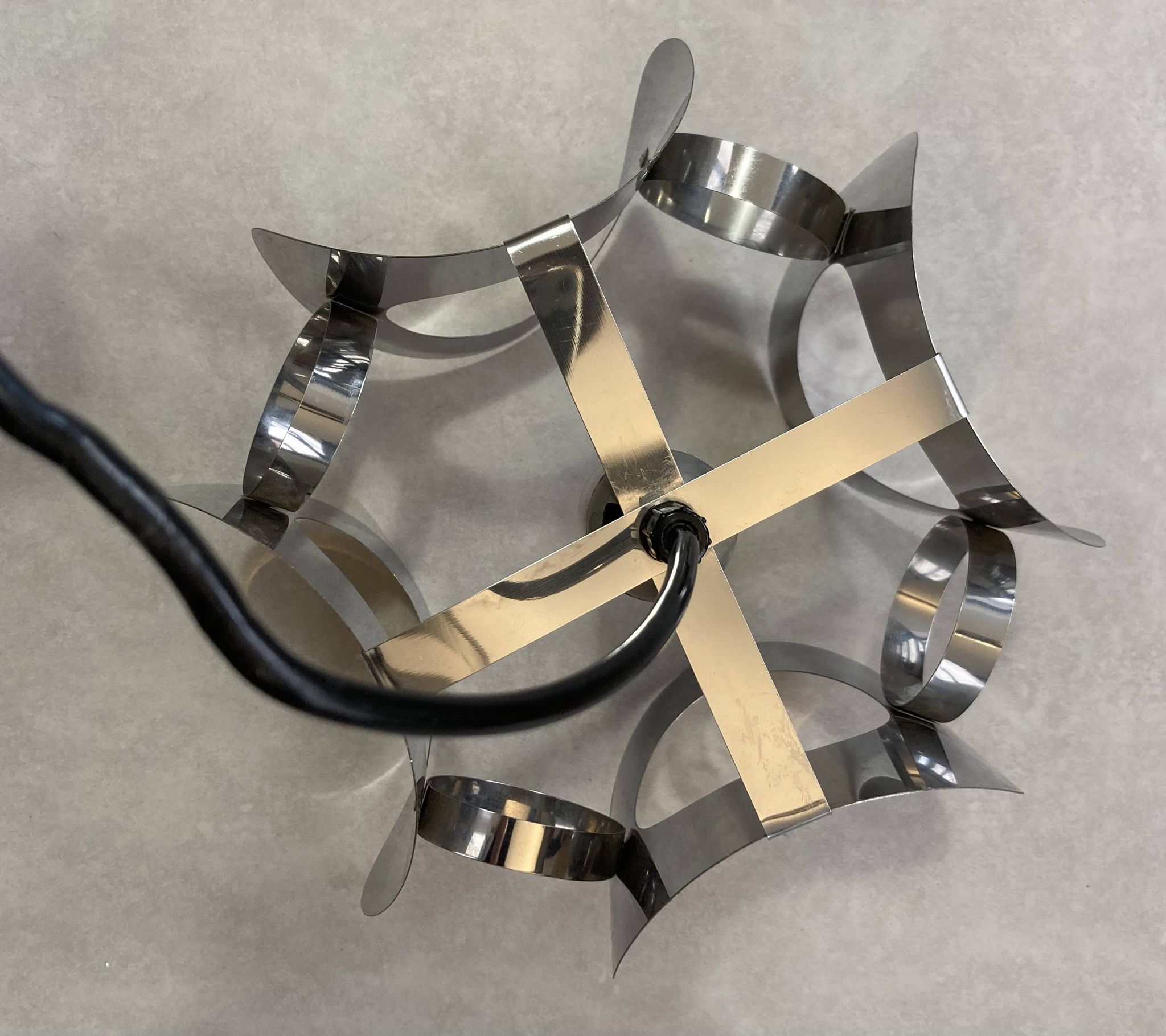 space age chrome metal suspension