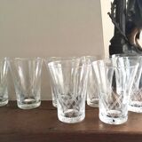Set 8 water glasses or engraved crystal wine