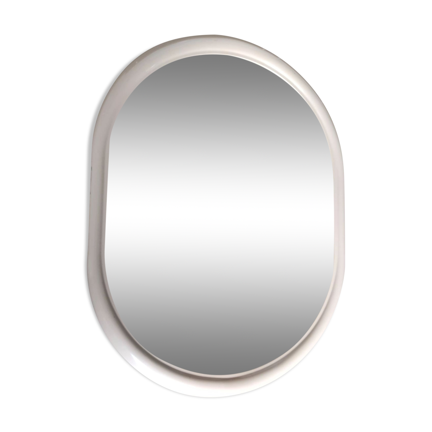 Oval mirror vintage cream plastic frame, 66x50 cm