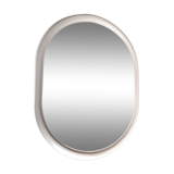 Oval mirror vintage cream plastic frame, 66x50 cm