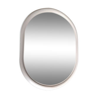 Oval mirror vintage cream plastic frame, 66x50 cm