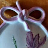 Médaillon Porcelaine Peint Main Fleur Iris.