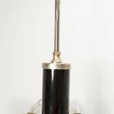 See Delmas chandelier, 3 arms, black and gold, clear glass, 1960