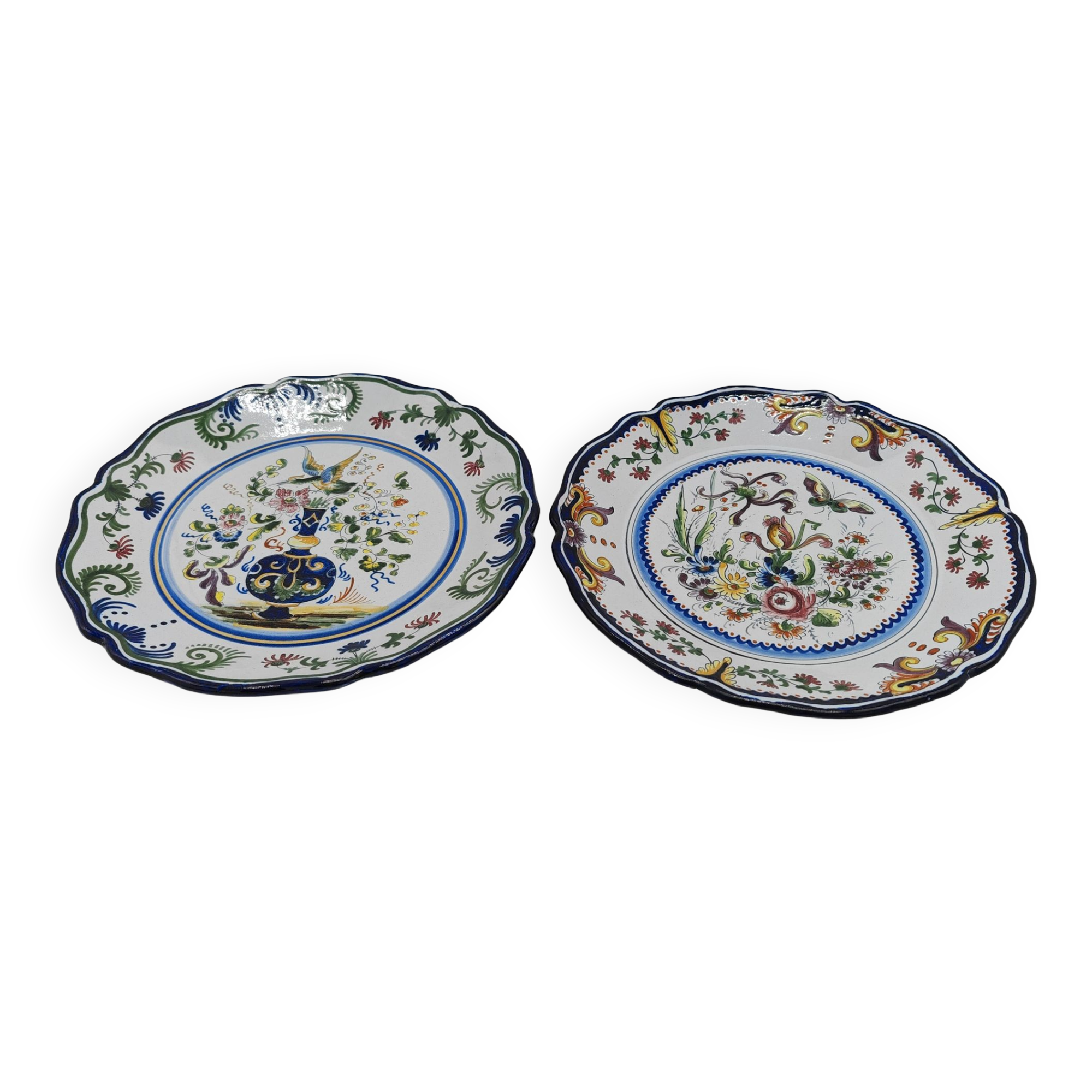 Pair of Nevers earthenware plates signed Félicien Cottard between 1898 and 1908