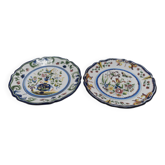 Pair of Nevers earthenware plates signed Félicien Cottard between 1898 and 1908