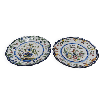 Pair of Nevers earthenware plates signed Félicien Cottard between 1898 and 1908