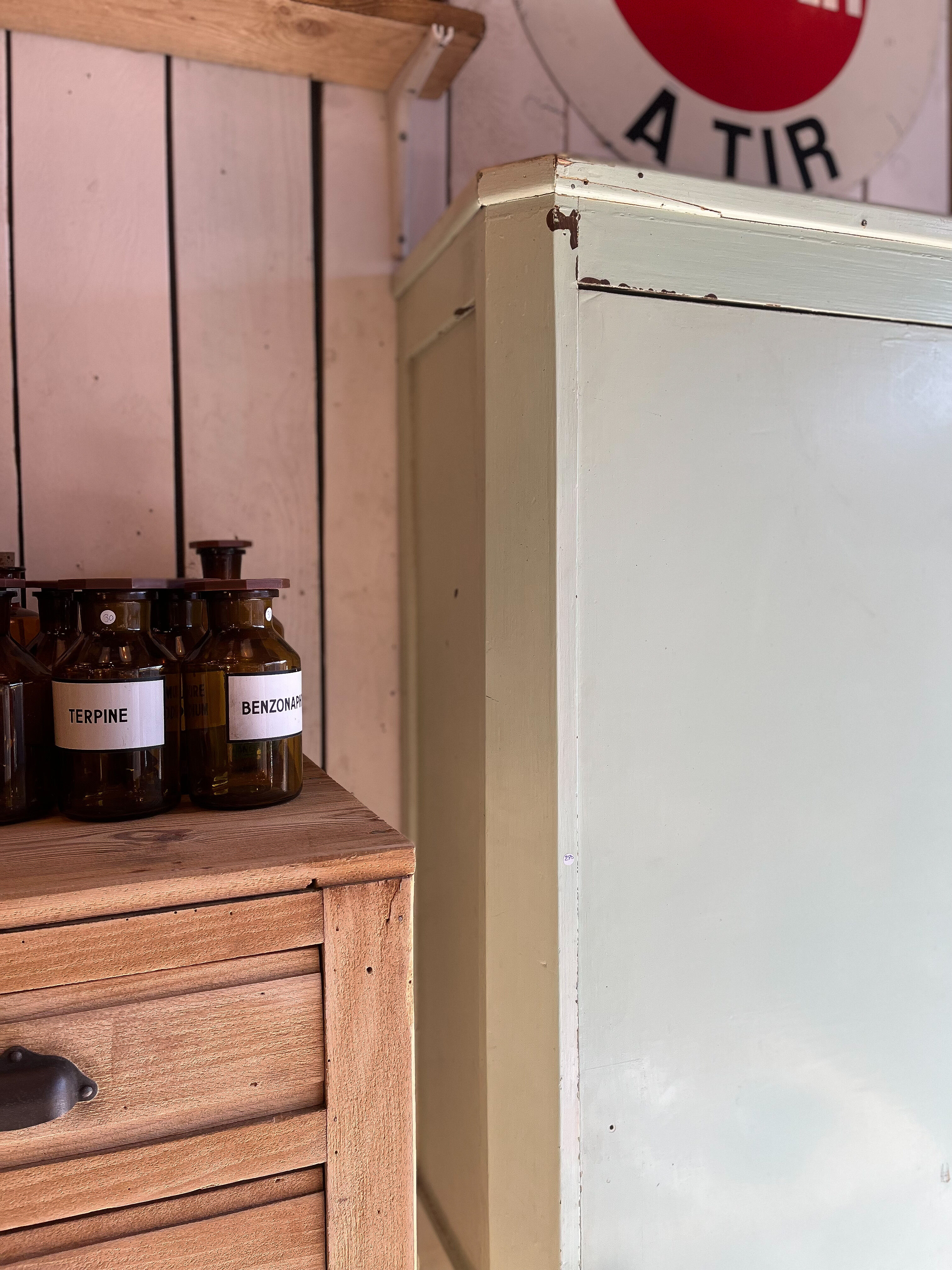 Old original green patina cabinet
