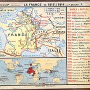Old school map Hatier Briard 63, 1950 - France 1815 to 1914 (Rep