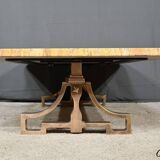 Table basse en laiton et travertin, époque Art Déco, 1930