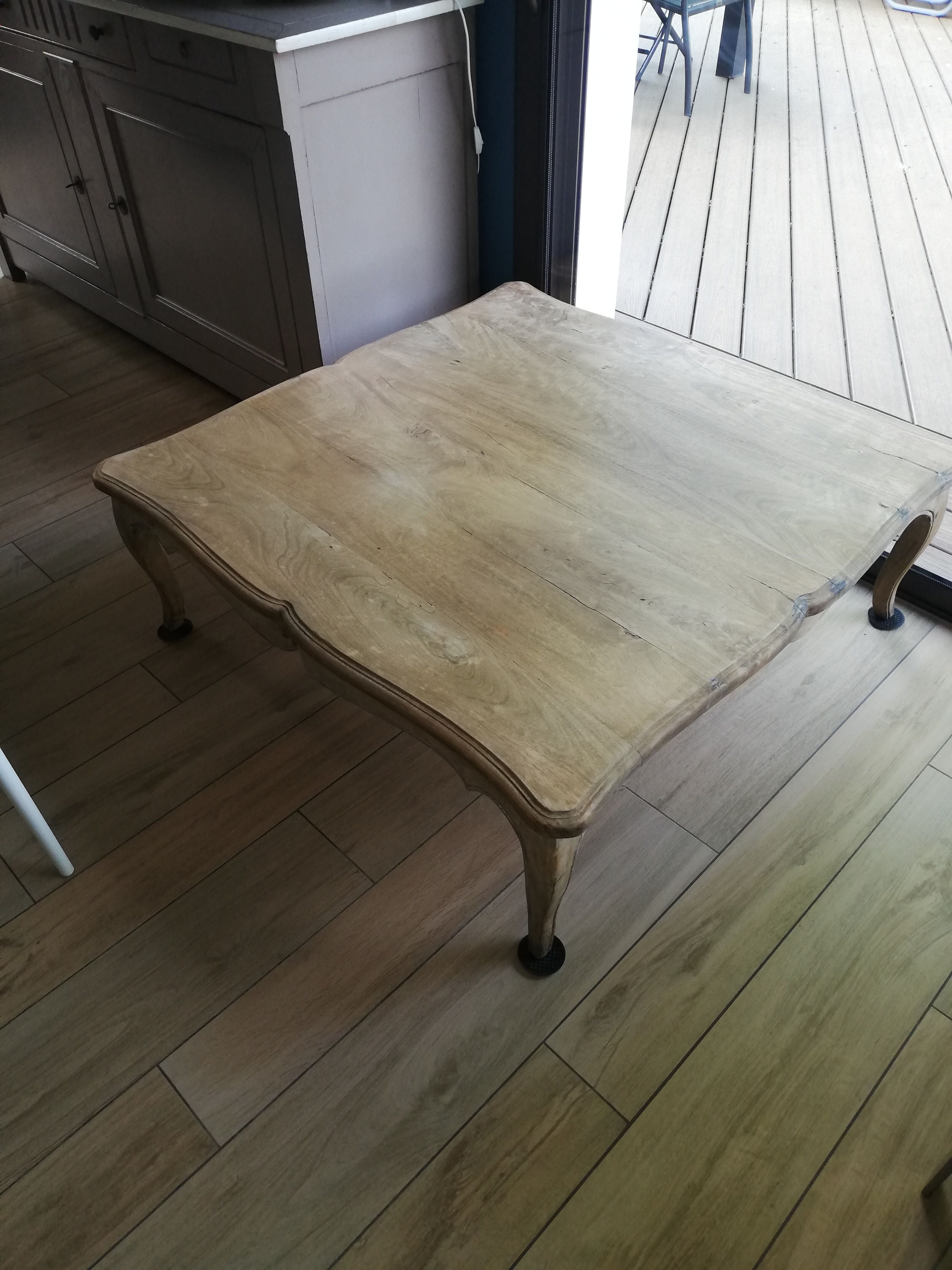 Table basse carré bois massif exotique 110x110cm