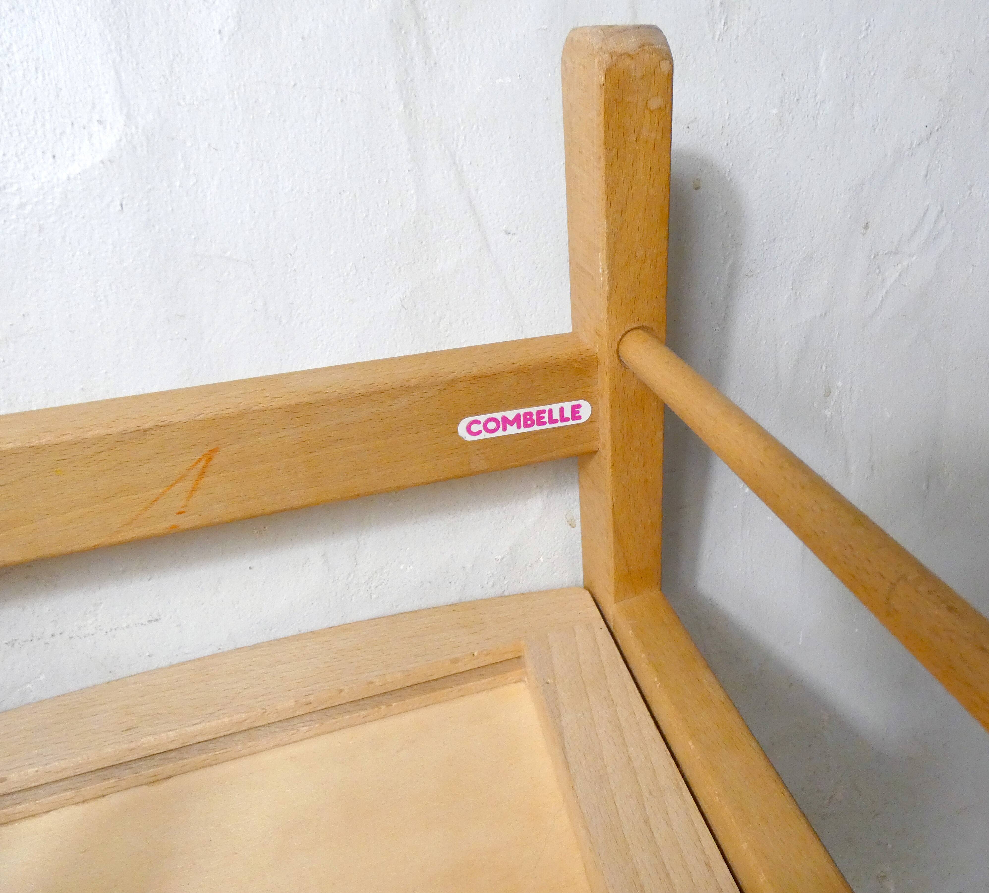 Small vintage combelle wooden chair for children