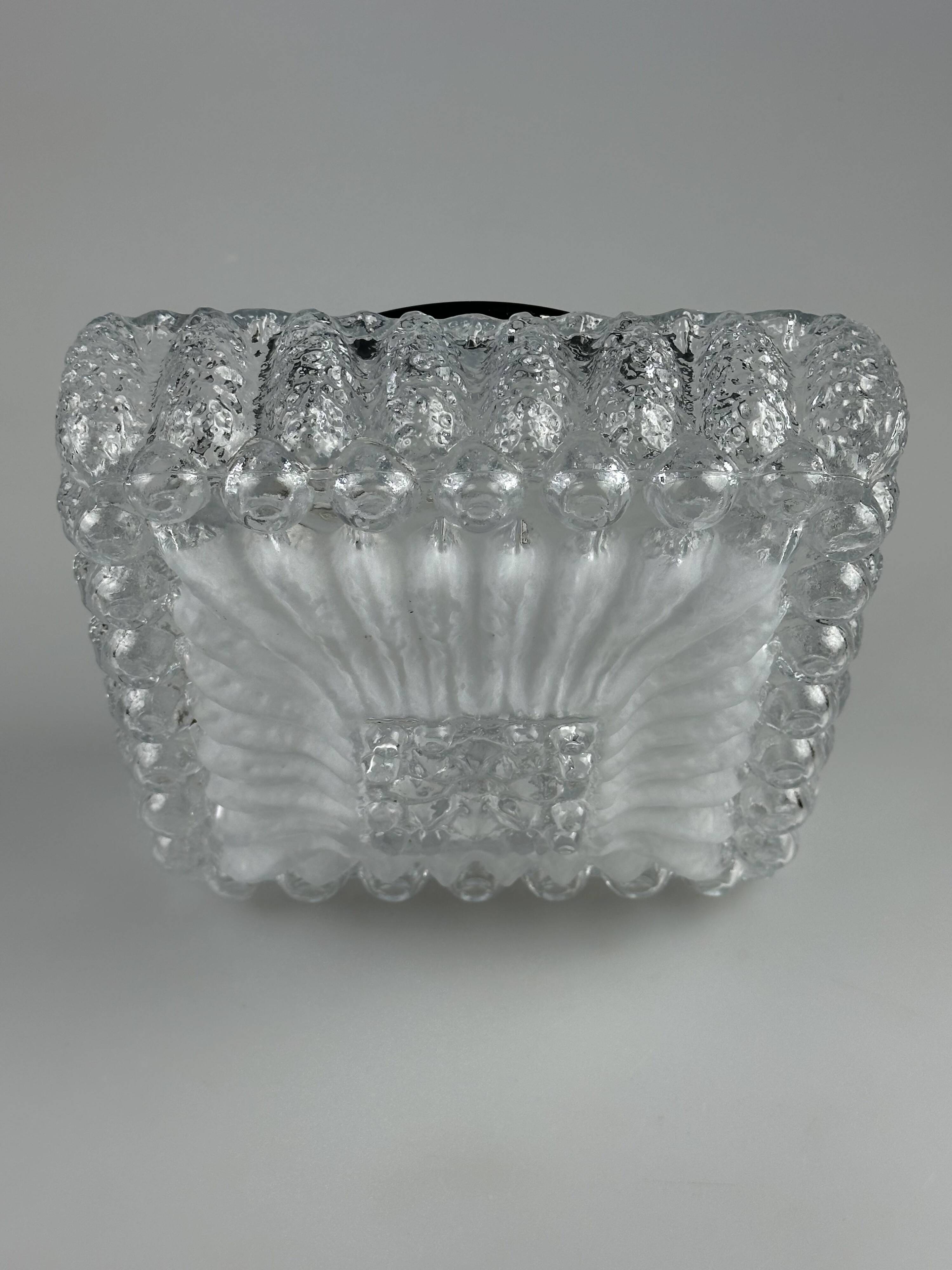 1960s/70s Ceiling Lamp, Flush Mount Glass, German Design