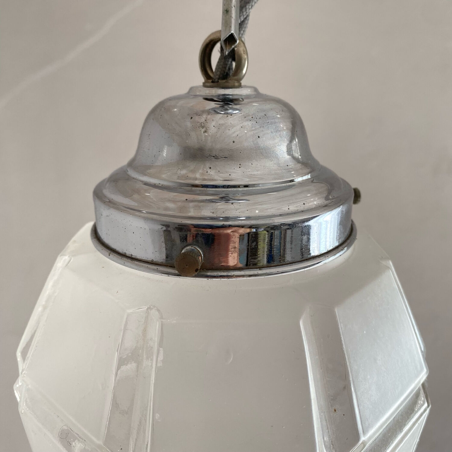 Art Deco glass and chrome pendant light