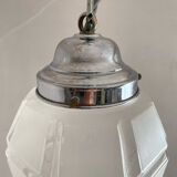 Art Deco glass and chrome pendant light