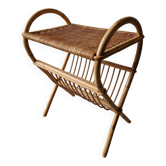 Vintage rattan magazine rack