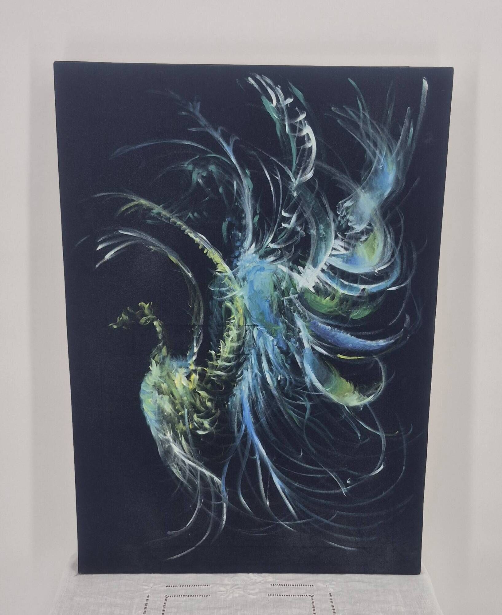 Painting on canvas depicting a phoenix, 1987