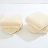 Jacques Charpentier pair of mohair velvet pouffes 1970