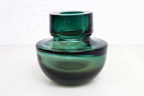 Vase Sommerso en verre de Murano vert 1970