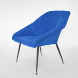 Vintage polish armchair shell, fully renovated, 1960s, fabric, chrome