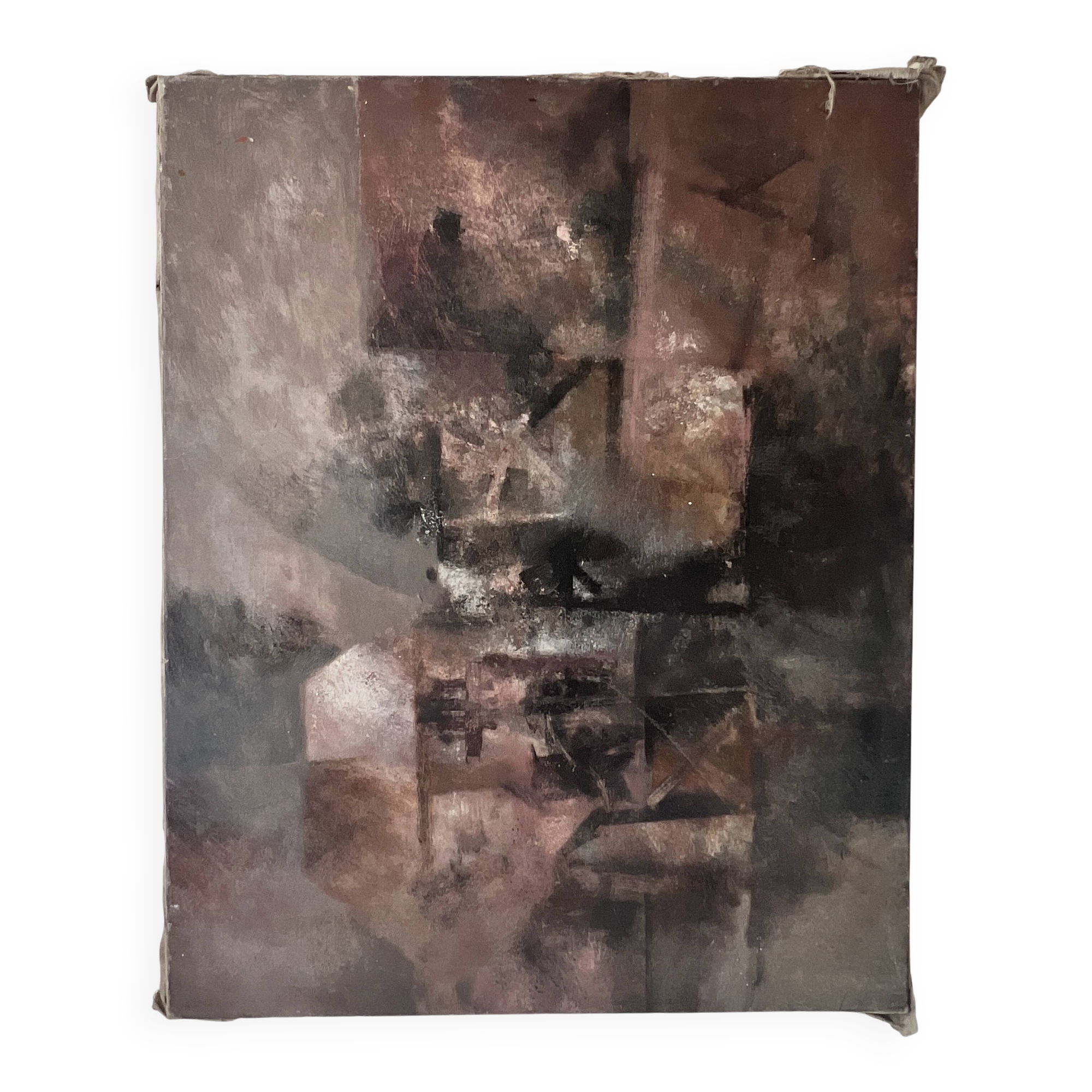 Contemporary abstract and textured tableau, painting on canvas 20th century.
