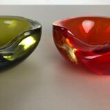 Murano Sommerso glass shell bowls Cenedese Vetri, 1960s