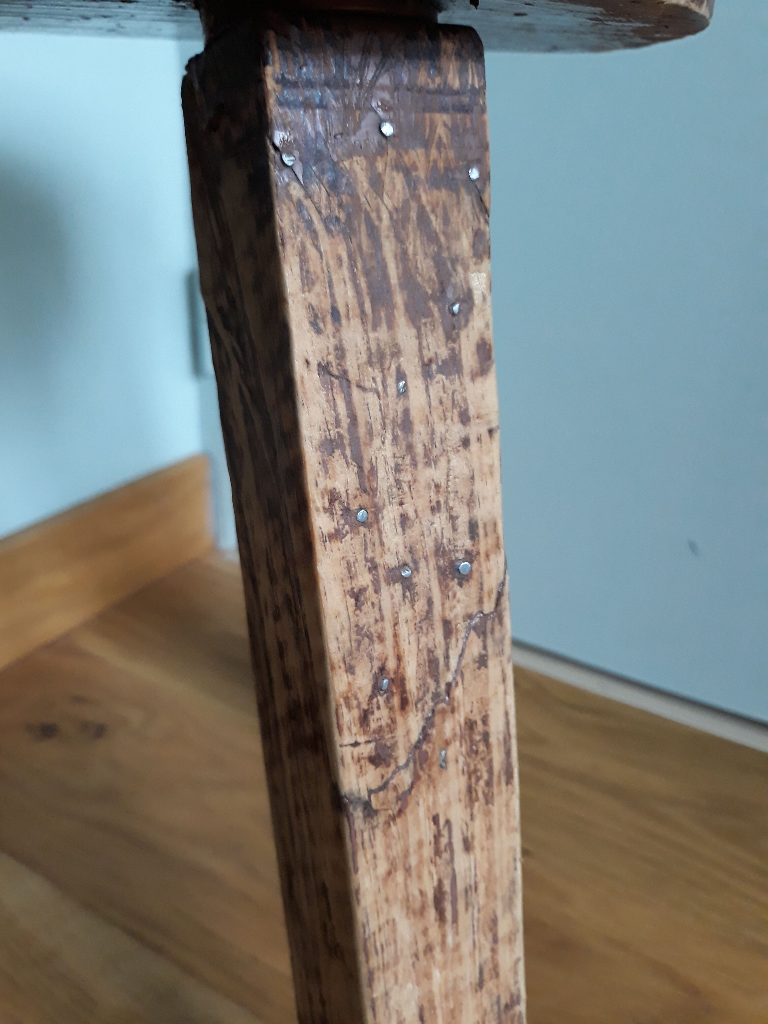 Brutalist tripod stool wabi sabi