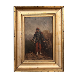 Oil on panel of a soldier