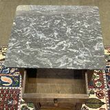 19th century bedside table in walnut, oak and marble top